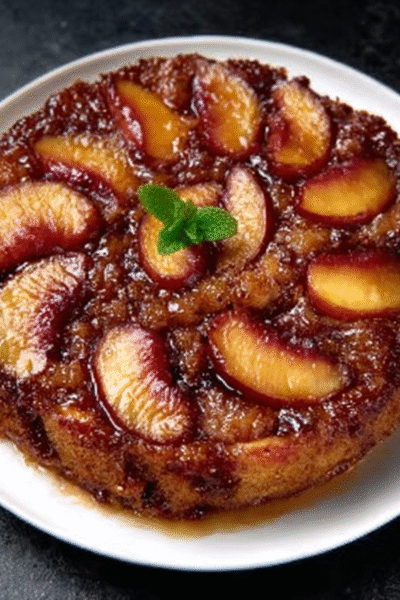 Vegan Peach-Almond Upside-Down Cake