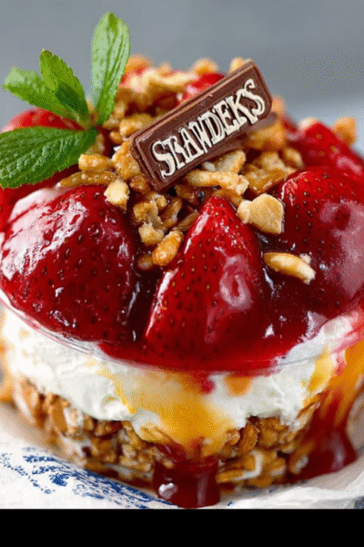 Walking Strawberry Pretzel Salad