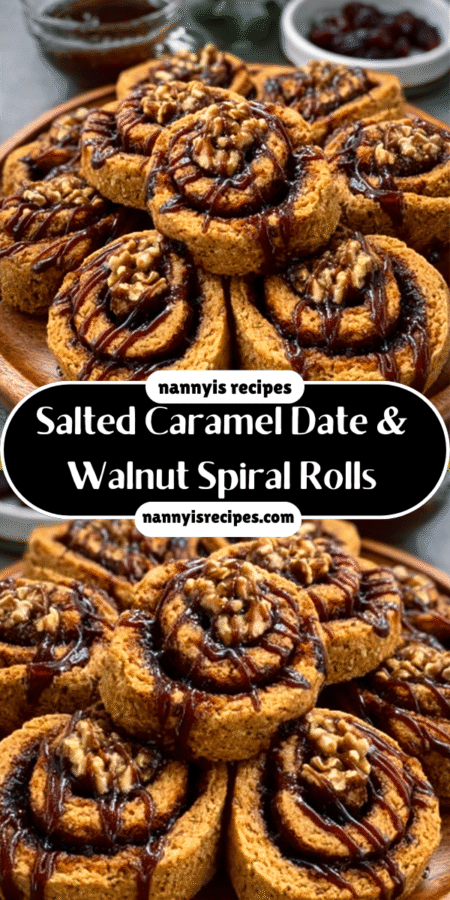 #1 Salted Caramel Date & Walnut Spiral Rolls Delight Your Tastebuds! 6 Salted Caramel Date & Walnut Spiral Rolls