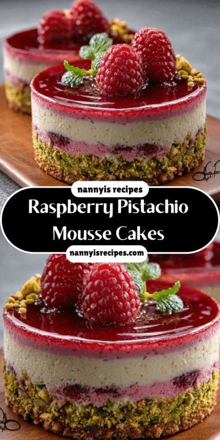 Raspberry Pistachio Mousse Cakes