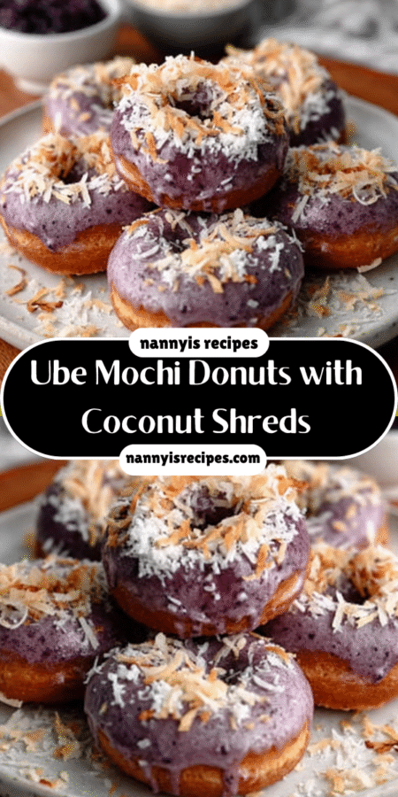 #1 Delicious Ube Mochi Donuts with Coconut Shreds: Enjoy Deliciousness! 6 Ube Mochi Donuts with Coconut Shreds