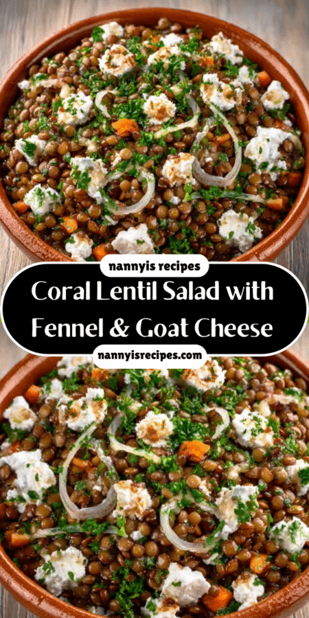 Coral Lentil Salad with Fennel and Goat Cheese Delight! 7 5 4