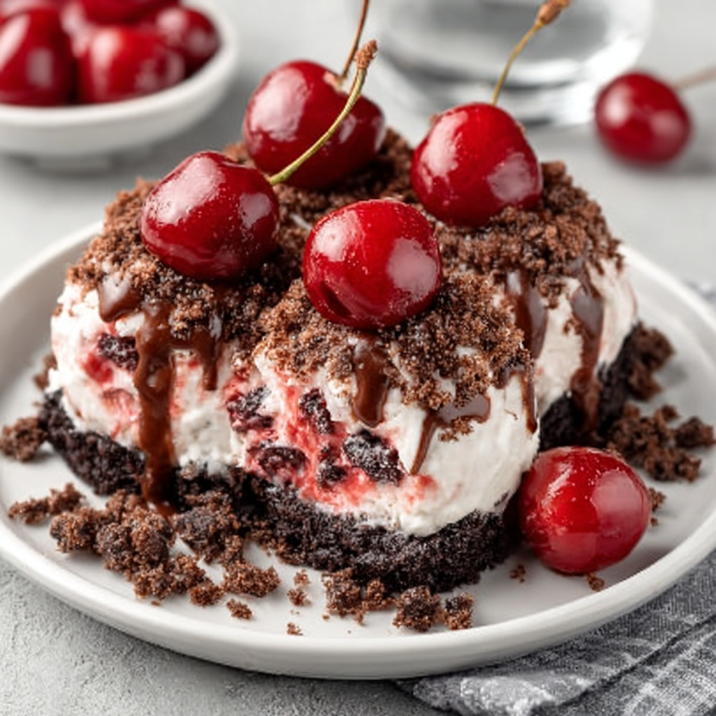 Black‑forest icebox cake pops with cherry‑cocoa drizzle