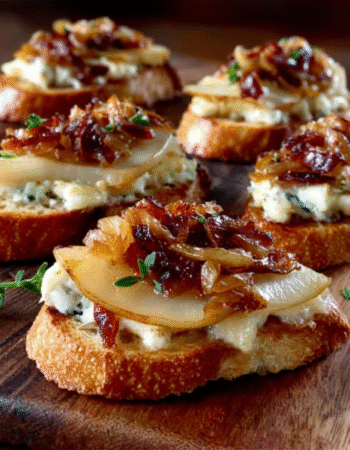Caramelized Onion & Pear Crostini