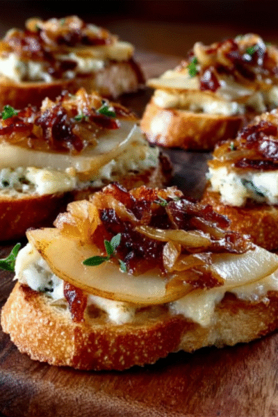 Caramelized Onion & Pear Crostini