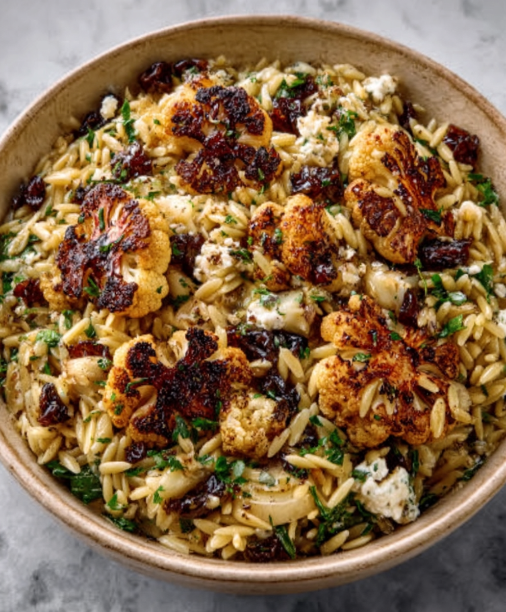 Charred Cauliflower Orzo Salad