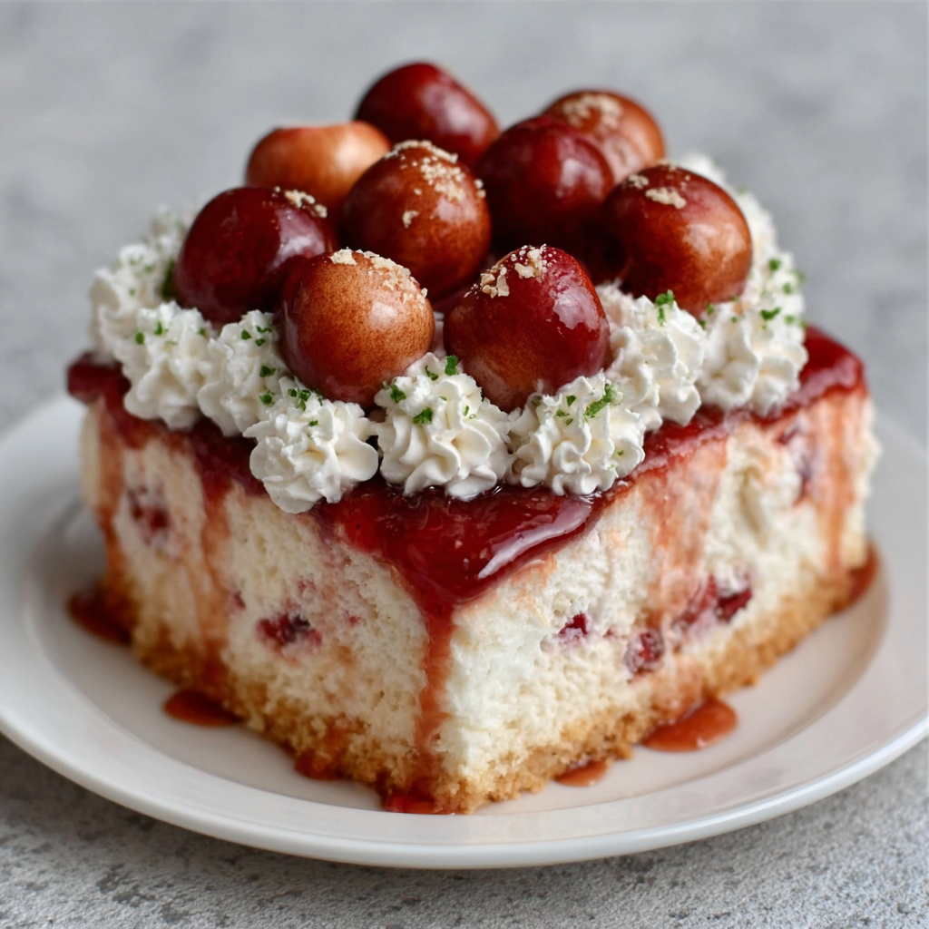 Cherry‑burst chaos cake with whipped cherry clouds