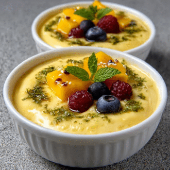 Chilled Mango Cream with Seeds and Mint