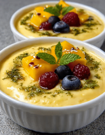 Chilled Mango Cream with Seeds and Mint