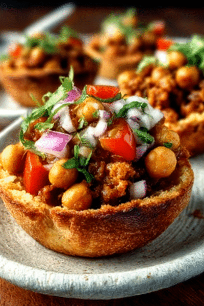 Coconut Curry Chickpea Stuffed Naan Cups