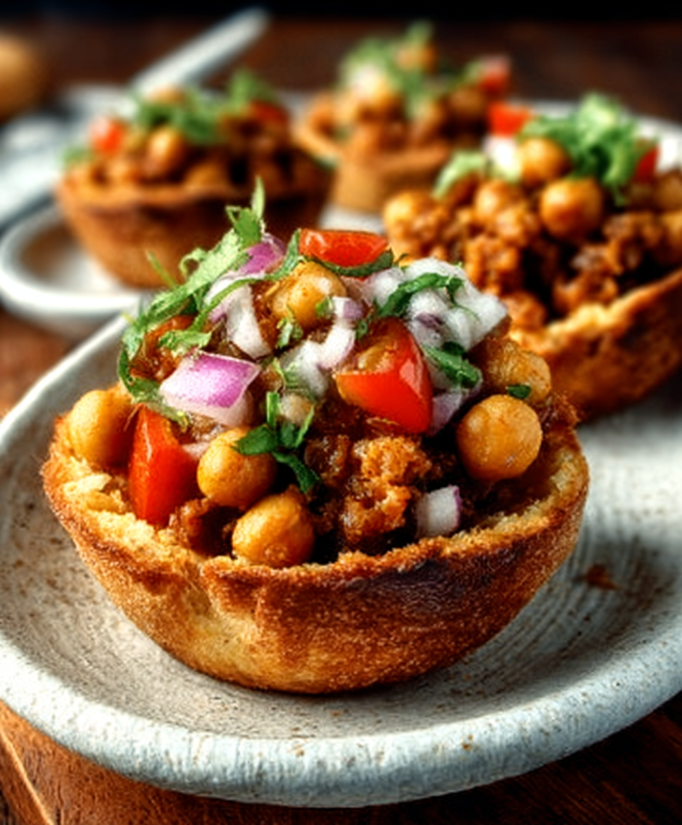 Coconut Curry Chickpea Stuffed Naan Cups