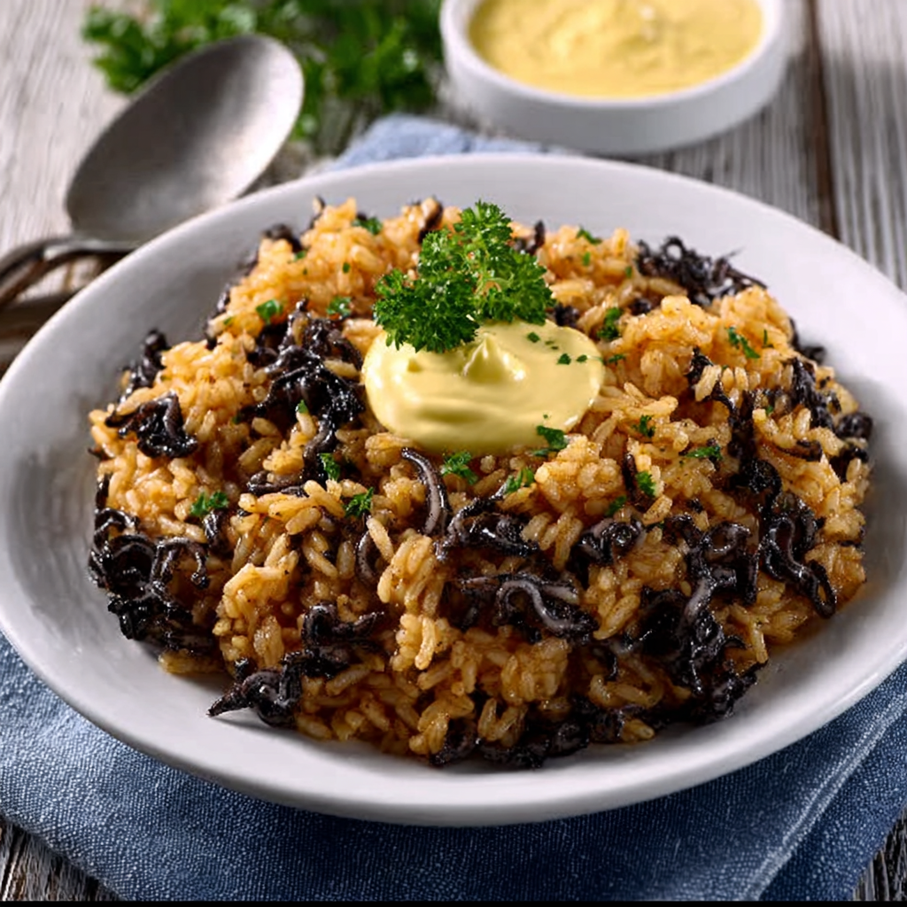 Cold Rice with Baby Squid and Lime Aioli