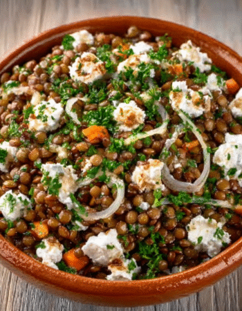 Coral Lentil Salad with Fennel and Goat Cheese