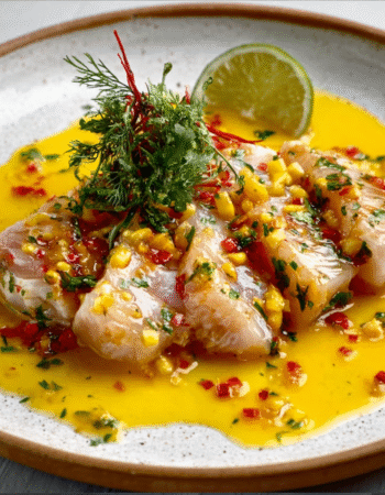 Corvina Tiradito with Lime, Aji Amarillo, and Cilantro