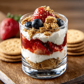 Cottage‑cheese protein parfait with layered berry crunch