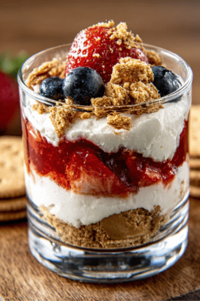 Cottage‑cheese protein parfait with layered berry crunch