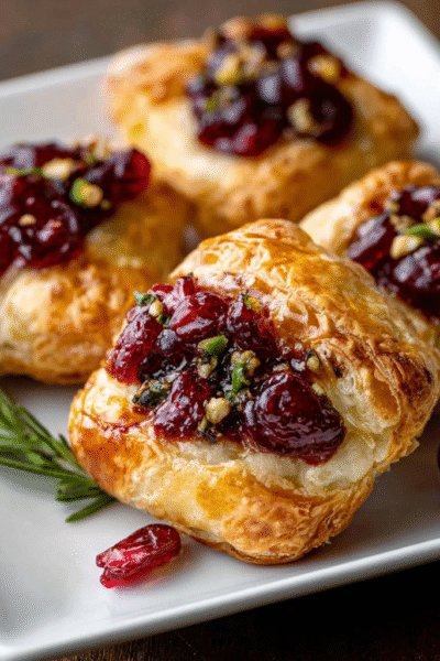 Cranberry Brie Puff Pastry Appetizers