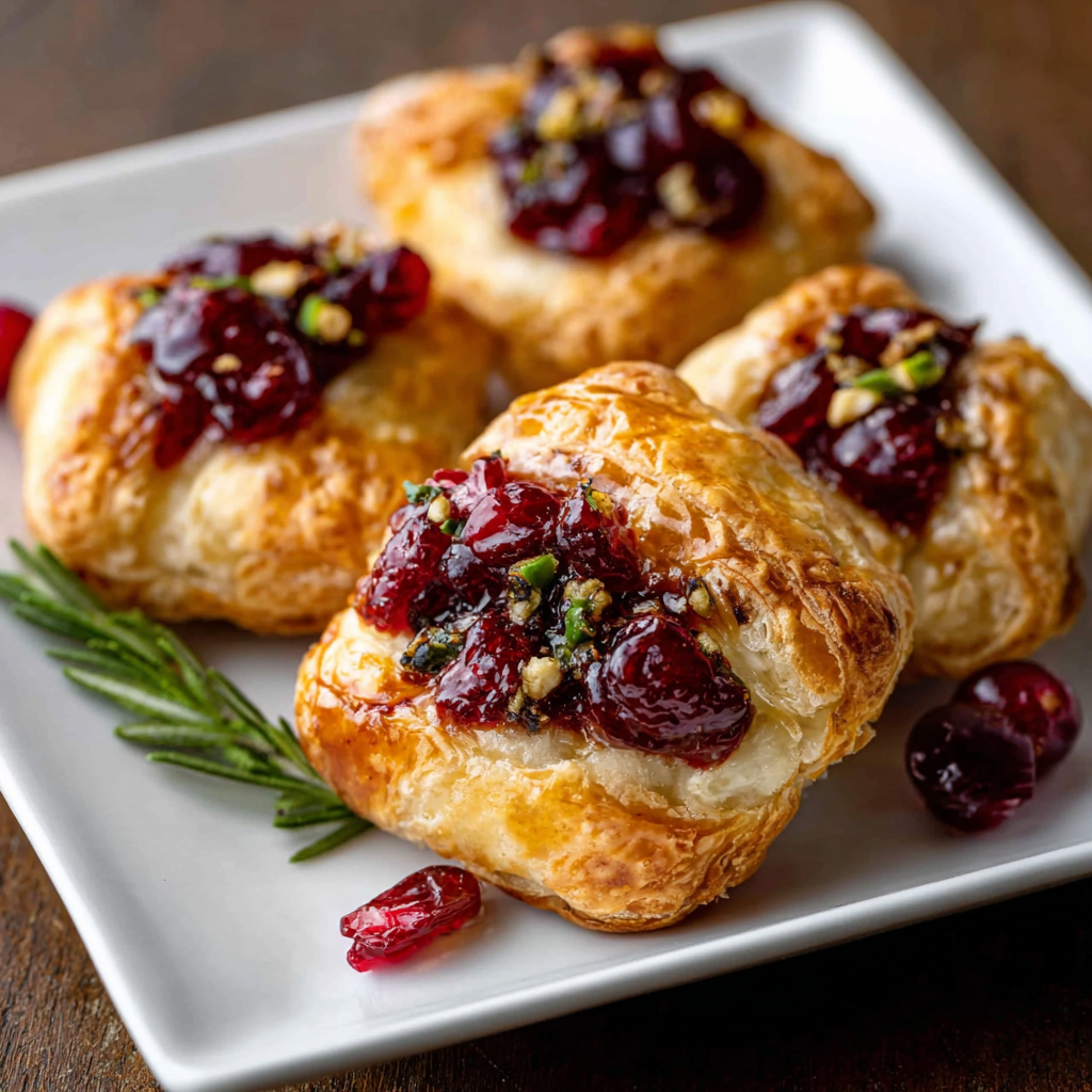 Cranberry Brie Puff Pastry Appetizers
