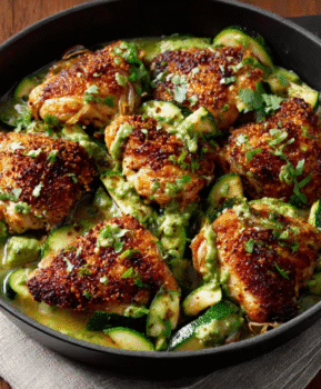 Current image: Crispy Chicken with Zucchini and Shallots