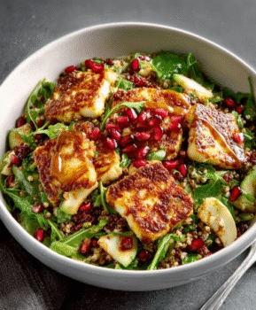 Crispy Halloumi & Pomegranate Grain Salad