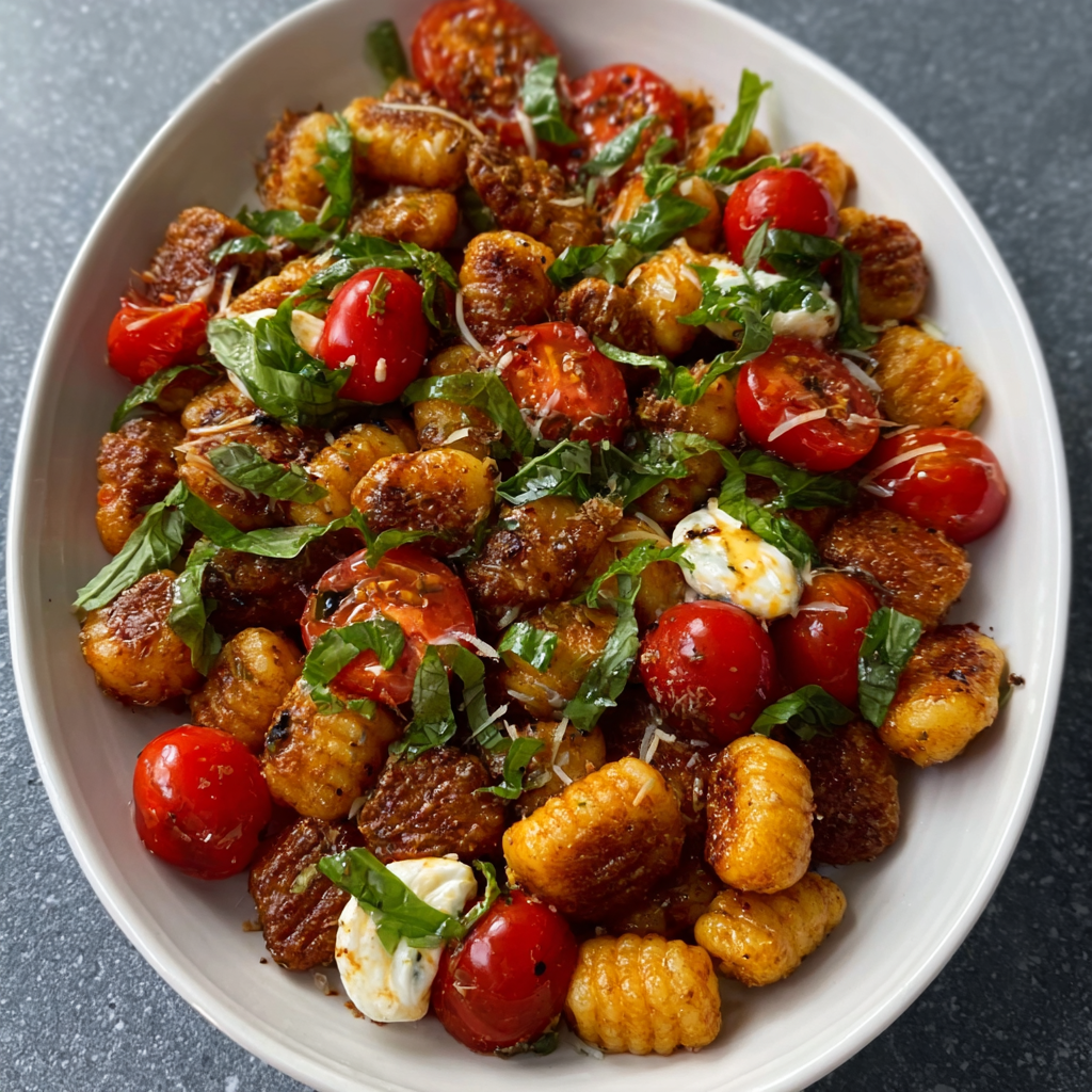 Crispy Shelf-Stable Gnocchi Caprese-style