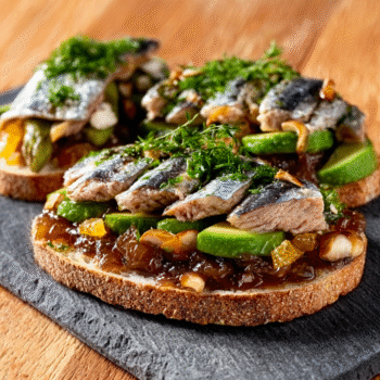Current image: Crystal Bread Toast with Pickled Sardines and Citrus