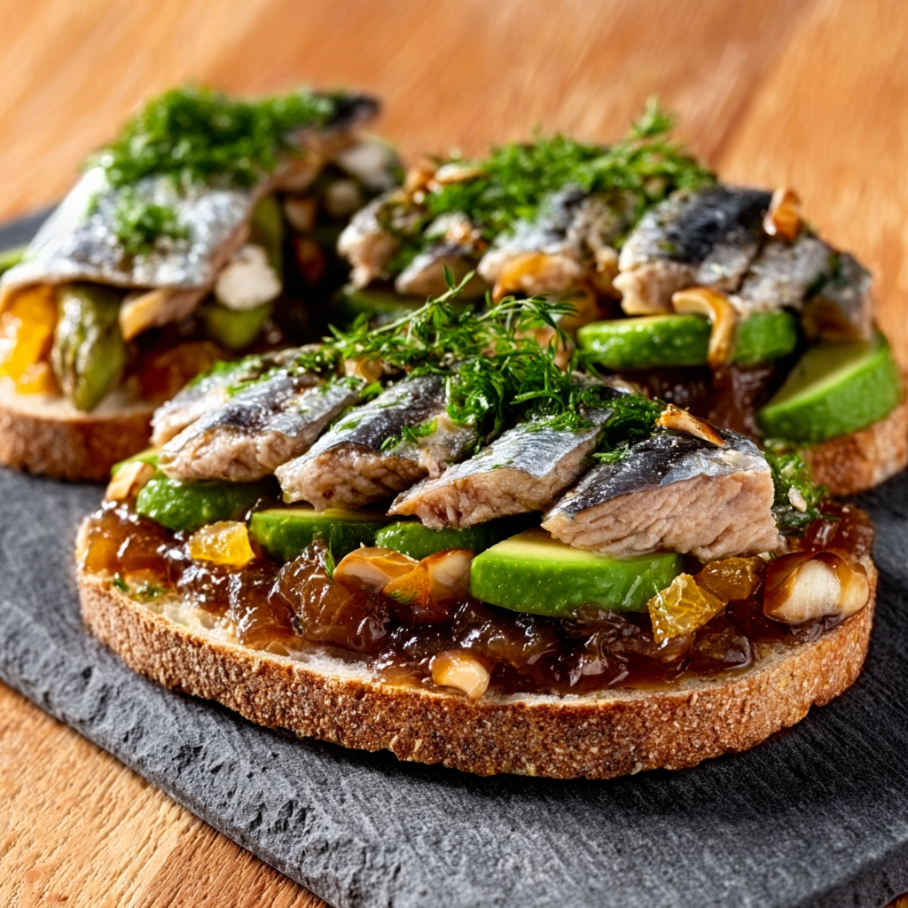 Crystal Bread Toast with Pickled Sardines and Citrus