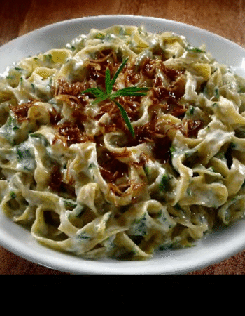 Cucumber Noodles with Roasted Garlic Yogurt Sauce