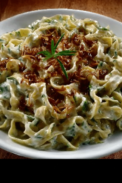 Cucumber Noodles with Roasted Garlic Yogurt Sauce
