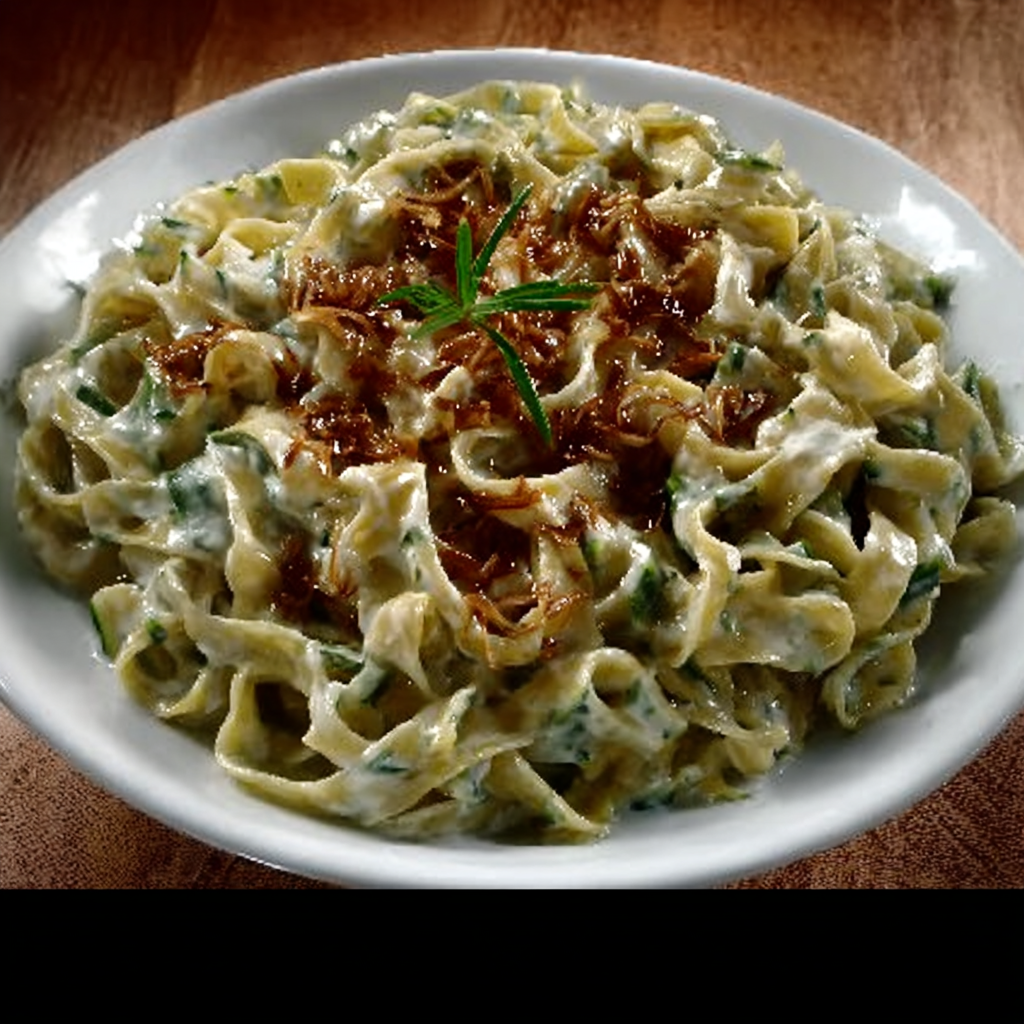 Cucumber Noodles with Roasted Garlic Yogurt Sauce
