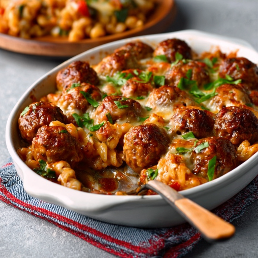 Dump and Bake Meatball Casserole