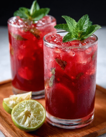 Hibiscus Guava Iced Tea with Mint