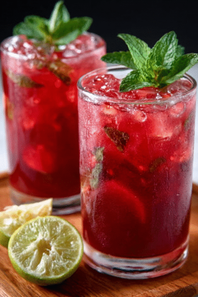 Hibiscus Guava Iced Tea with Mint