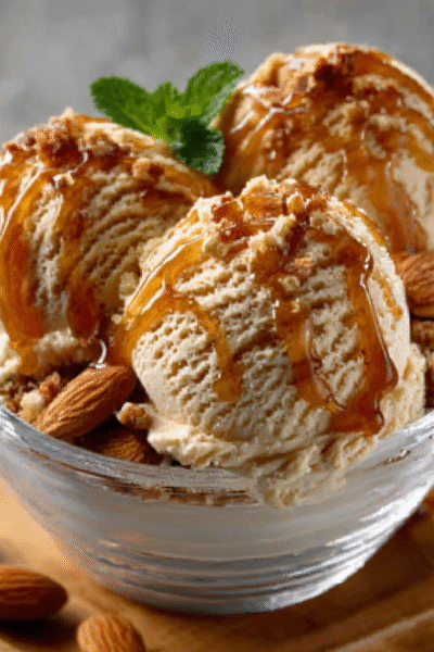 Honey and Rosemary Ice Cream with Toasted Almonds