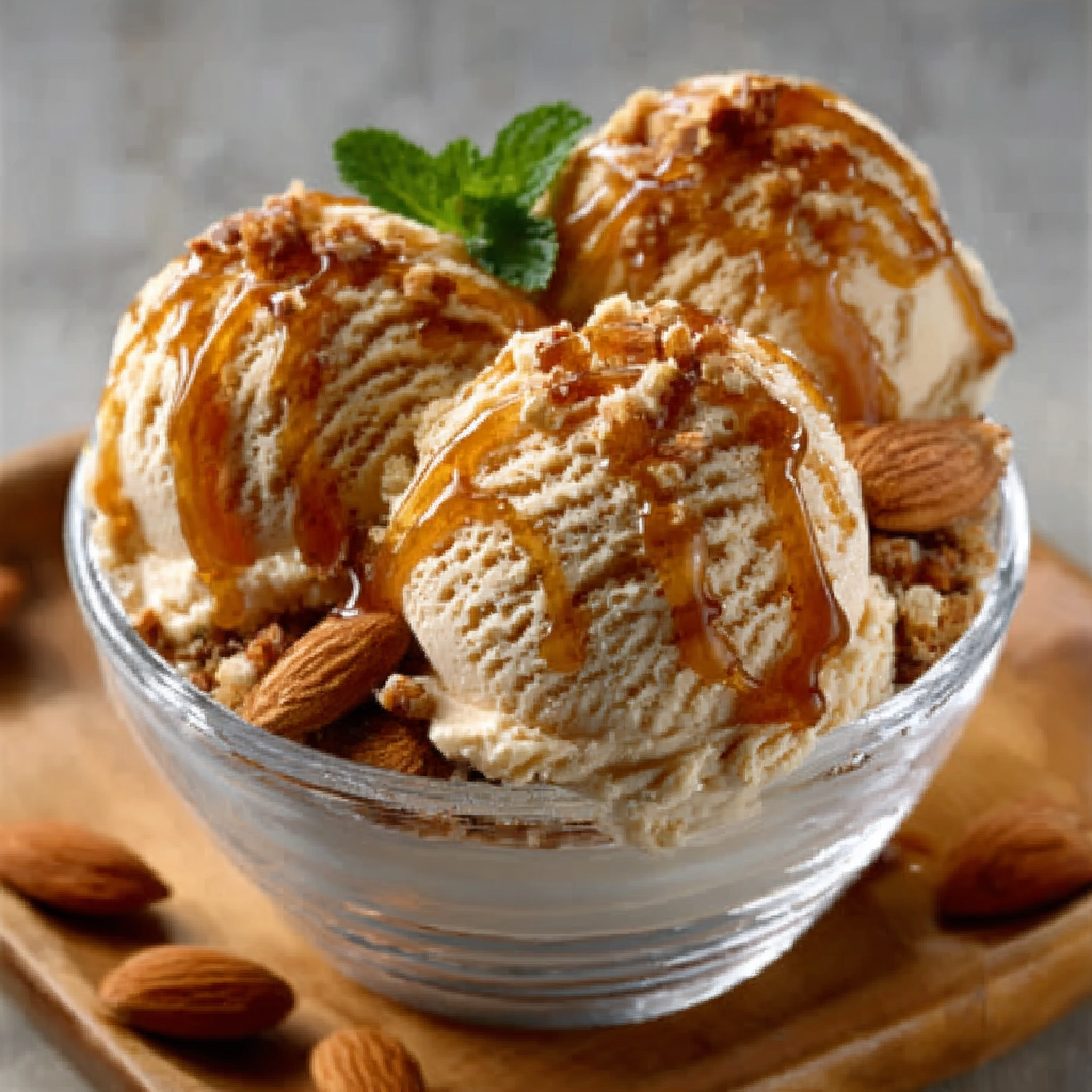 Honey and Rosemary Ice Cream with Toasted Almonds