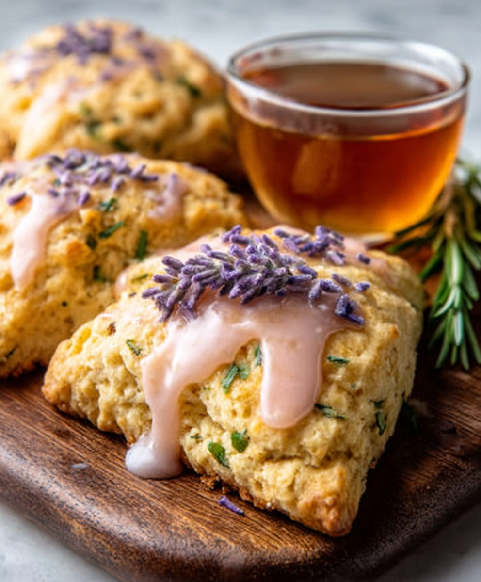 Lavender Honey Scones with Cardamom Glaze