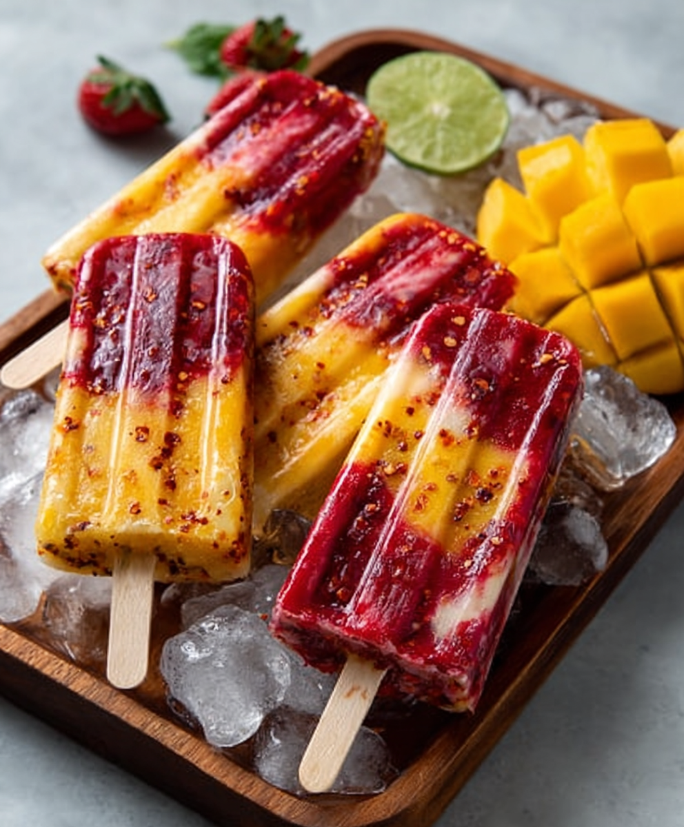Mango Rose Popsicles with Chili Salt