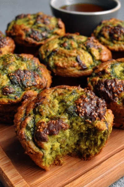 Matcha Tahini Swirl Banana Muffins