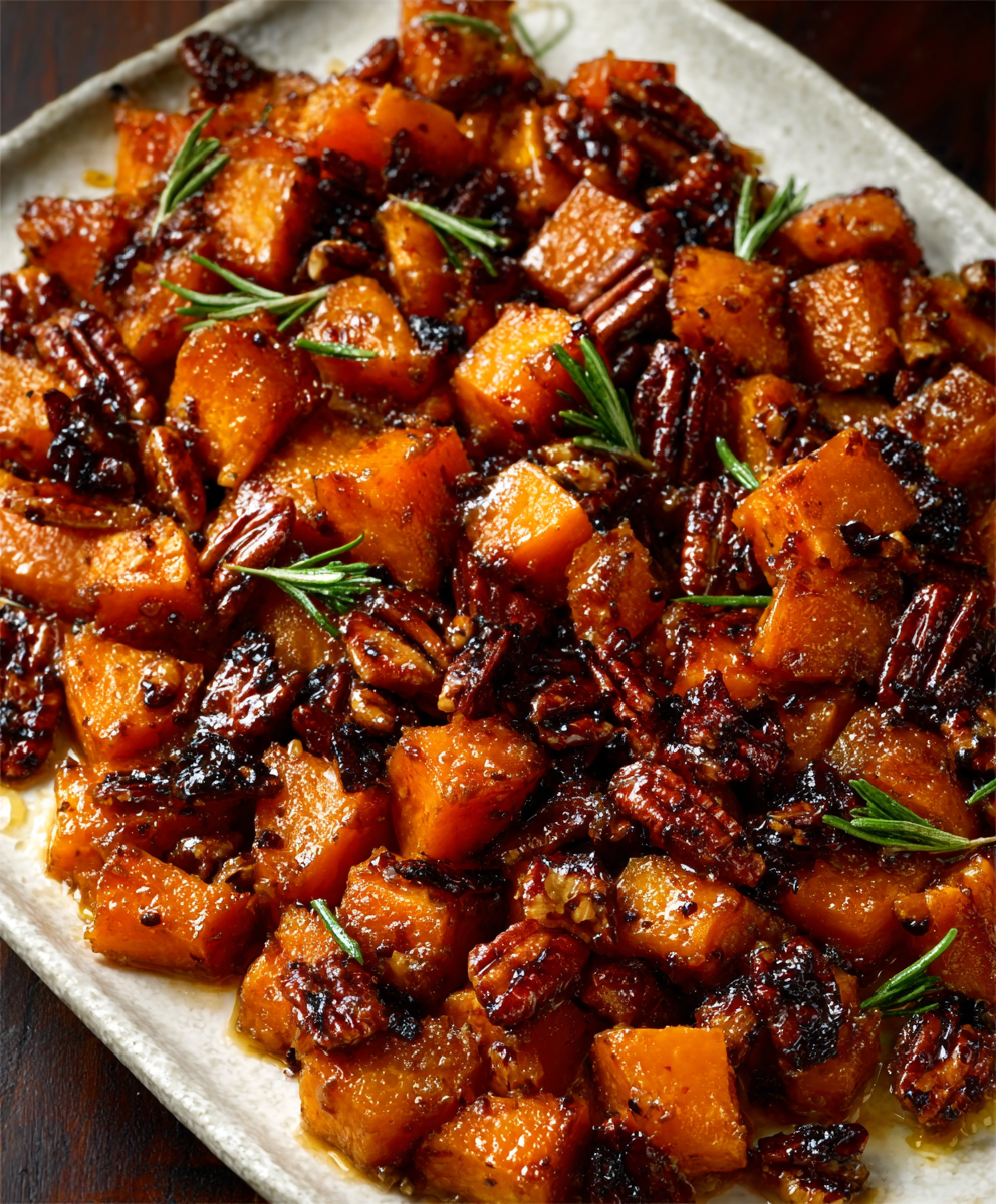 Miso Maple Glazed Butternut Squash with Pecans