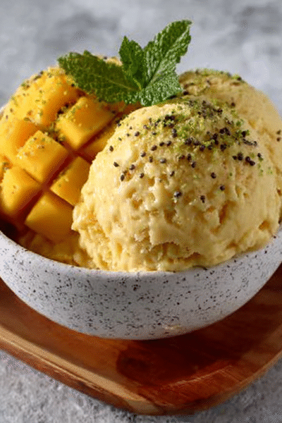 No-Churn Mango and Chia Ice Cream