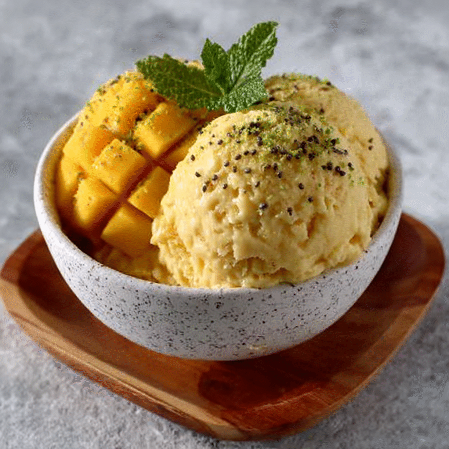 No-Churn Mango and Chia Ice Cream