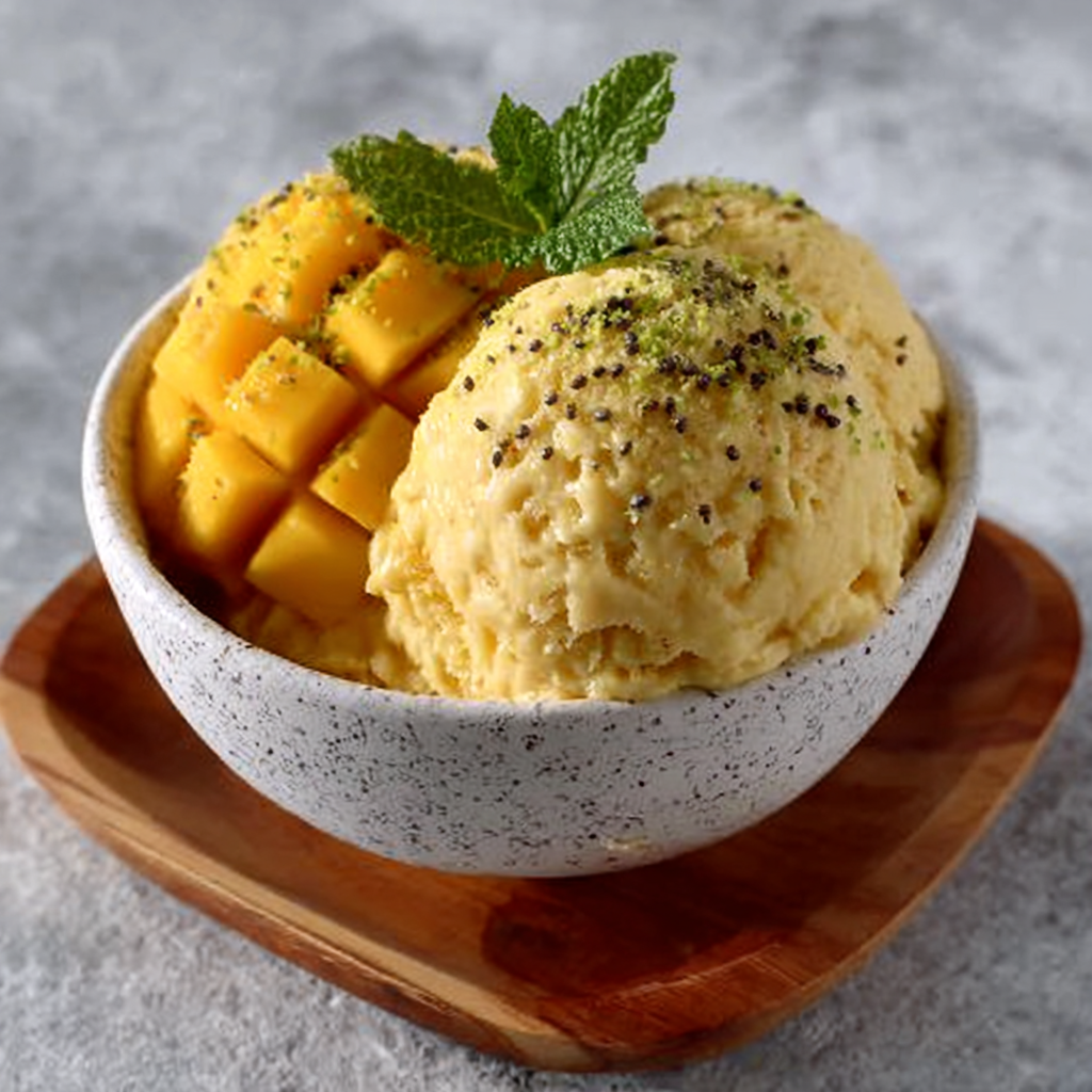 No-Churn Mango and Chia Ice Cream