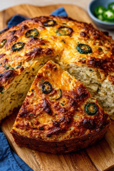 No‑Knead Cheddar‑Jalapeño Bread