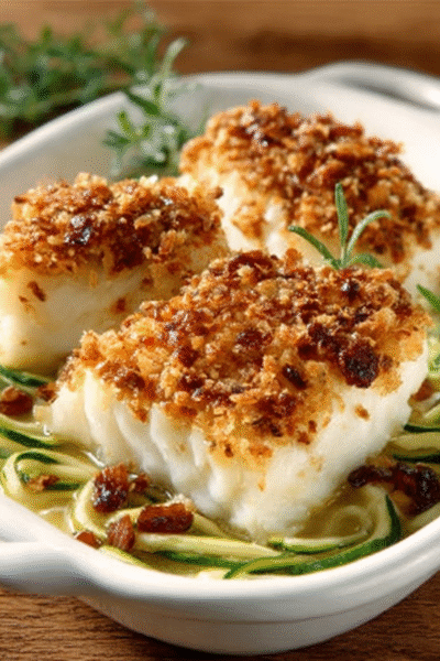 Oven-Baked Cod with Almond Crust