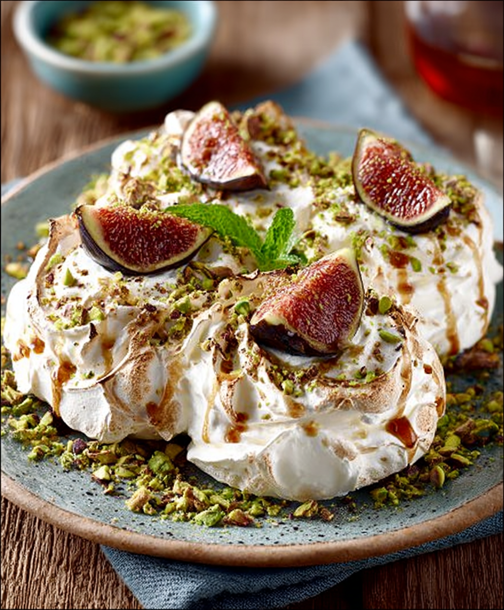Pistachio Rosewater Meringue Clouds