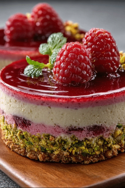 Raspberry Pistachio Mousse Cakes