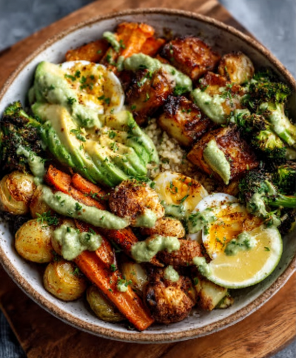 Roasted Vegetable Bowls with Green Tahini