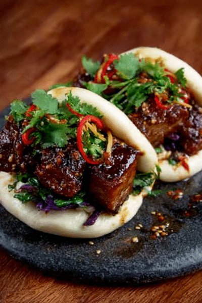 Sake-Braised Pork Belly Bao Buns