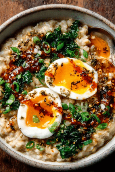 Savory Za’atar Oat Porridge with Soft-Boiled Egg