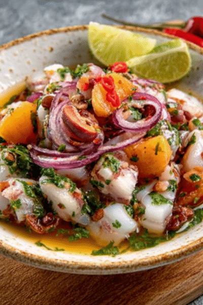 Sea Bass Ceviche with Nectarine and Cilantro